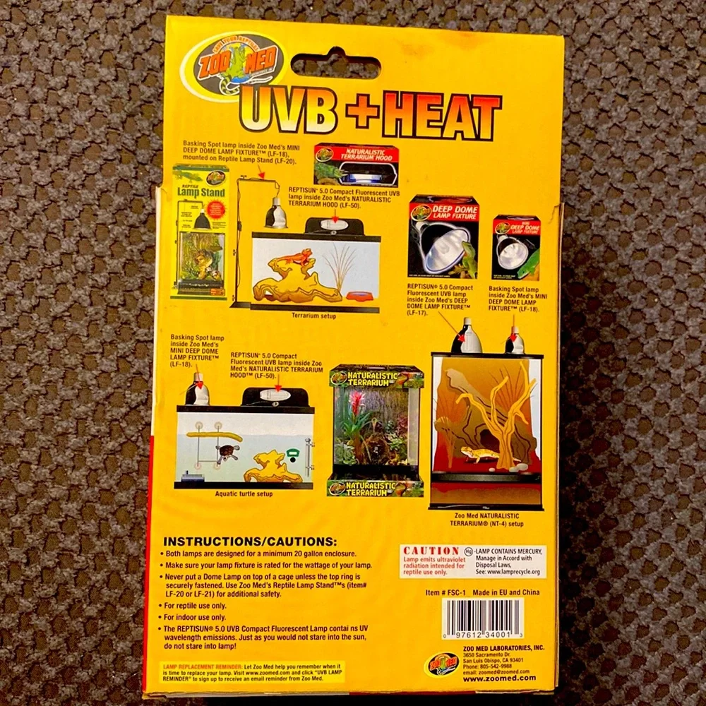 UVB + Heat basking light for reptile tank